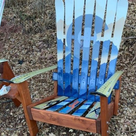 Blue mystic mountain Colorado Adirondack ski chair