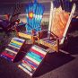 Hand Painted & Hand Carved Colorado Flag Adirondack Ski Chairs with Ottoman