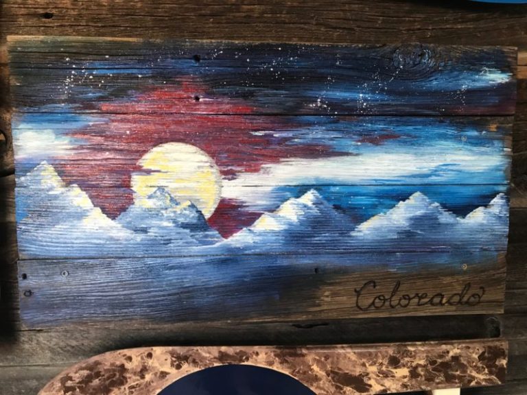 Colorado Night Mural Barnwood Flag (medium)