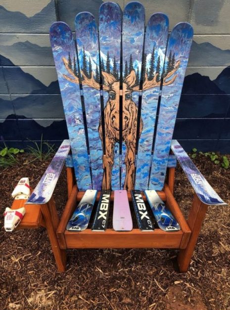 Moose Mural Adirondack Ski Chairs