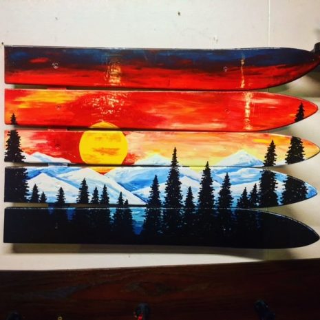 Colorado Flag Sunset Mural Ski Wall Art Hand Painted