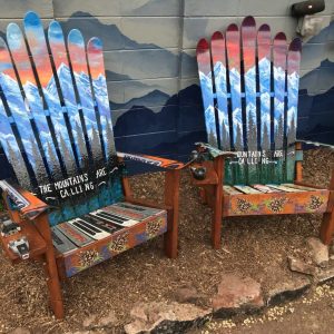 The Mountains are Calling Mural Ski Chairs