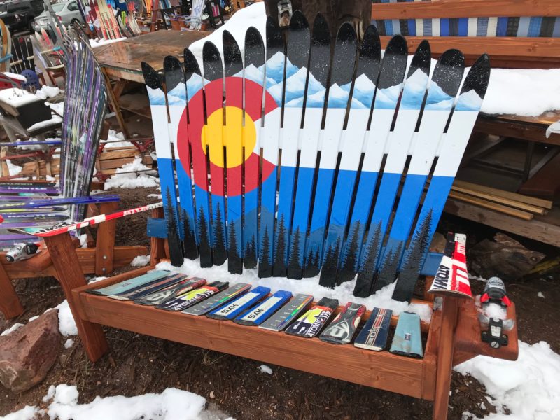 Colorado Mountain Mural Ski Bench