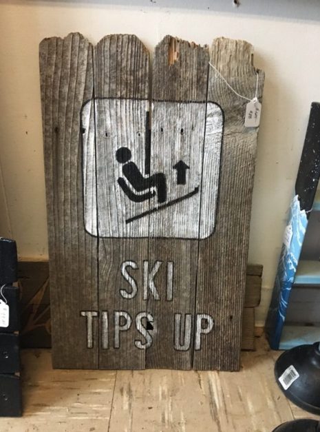 Ski Tips Up Barnwood Wall art