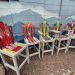 Set of Adirondack ski bar stools