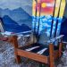 Wolf sunset silhouette Adirondack hybrid ski/snowboard chairs