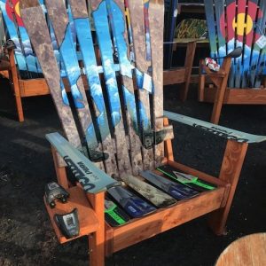 Sasquatch Yeti Squatch Bigfoot Hand Painted Adirondack Ski Chair Set