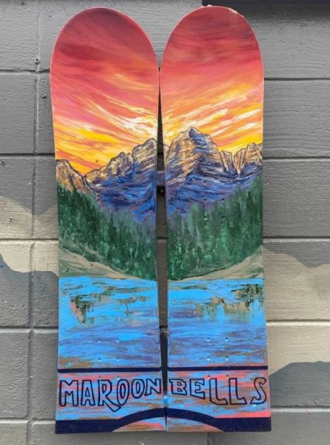 Maroon bells snowboard wall art