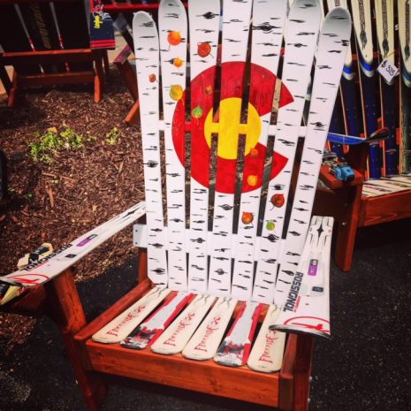 Aspen falling leaves Colorado flag adirondack ski chair