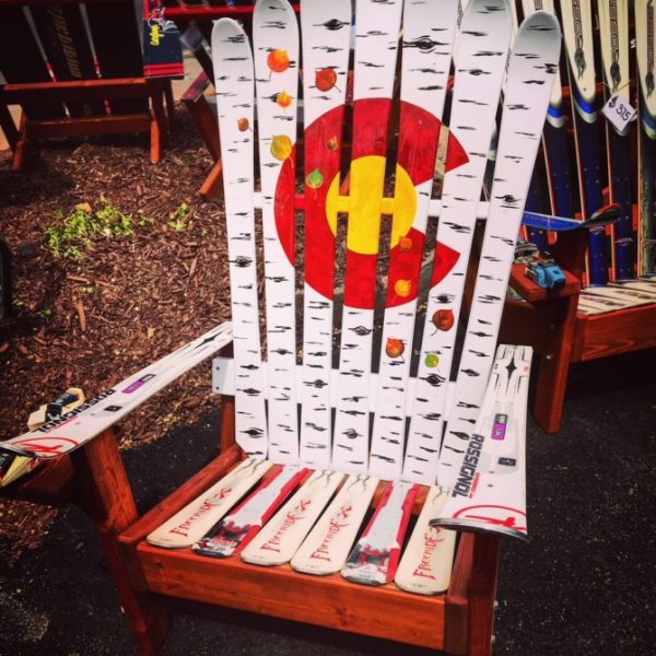 Aspen falling leaves Colorado flag adirondack ski chair
