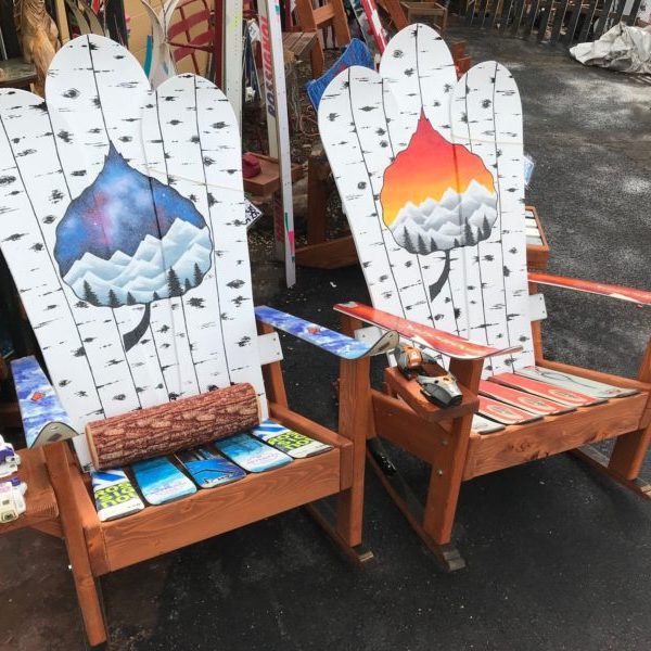 Aspen Leaf Colorado Flag Mural Sunset Adirondack Snowboard Chair