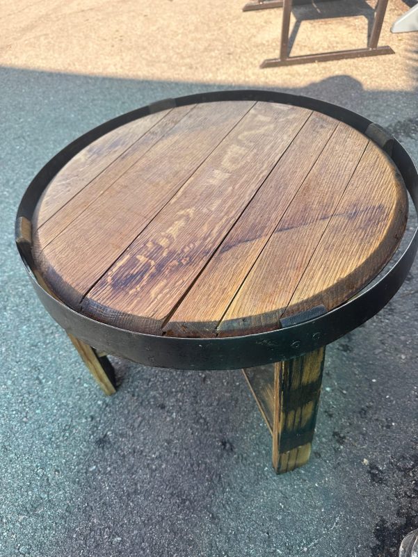 Whiskey barrel Side Table – plain top – free shipping!