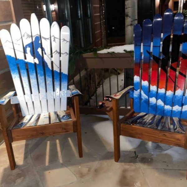 Colorado skier adirondack ski chair set