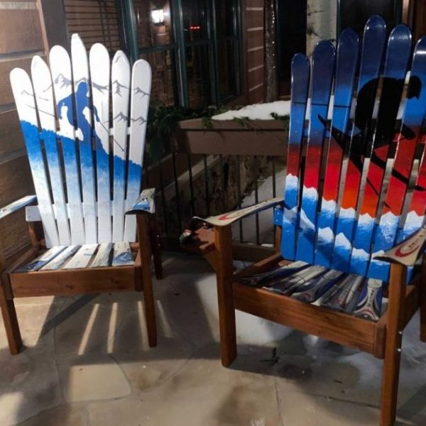 Colorado skier adirondack ski chair set
