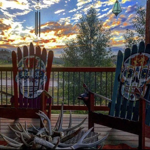 Repurposrd Sugar skull ski rocking chairs