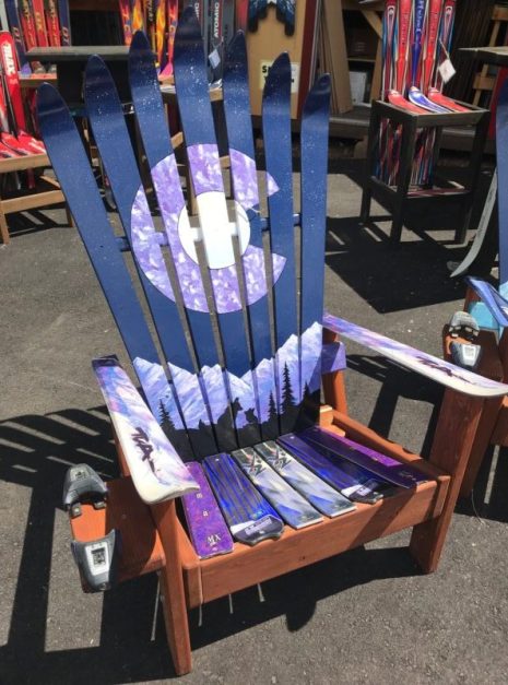 Marbled Purple Colorado Flag Mama Fox & Cub & Moon Adirondack Ski Chair