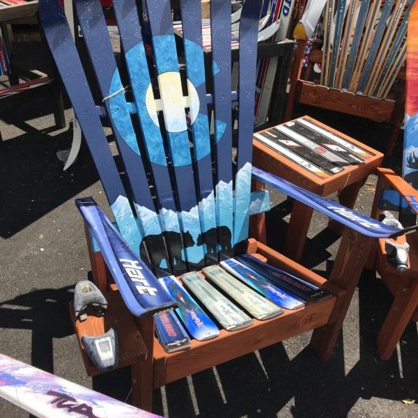 Marbled Bluescale Colorado Flag Mama Bear & Cub & Moon Ski Chair