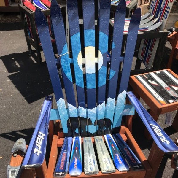 Marbled Bluescale Colorado Flag Mama Bear & Cub & Moon Ski Chair