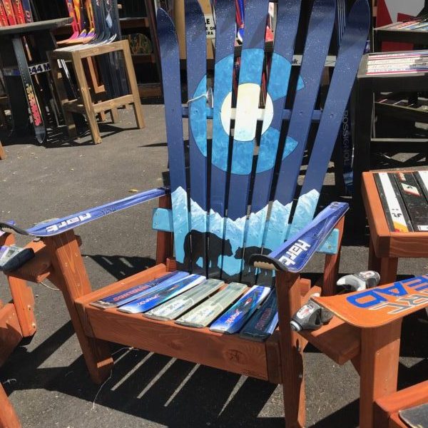 Marbled Bluescale Colorado Flag Mama Bear & Cub & Moon Ski Chair