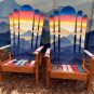 Hybrid ski/snowboard Adirondack mountain range chairs