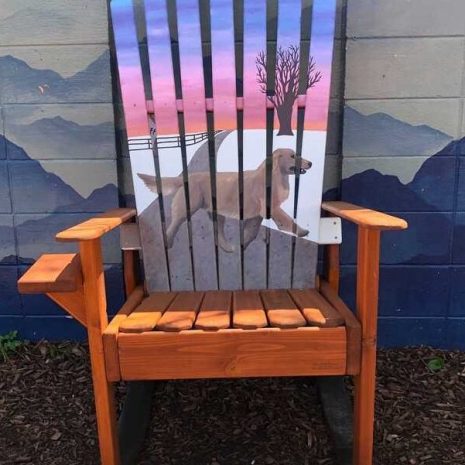 Hand painted Labrador ski chair rocker