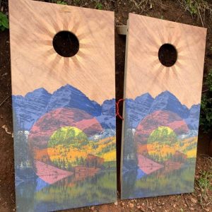 Colorado mountain wooden cornhole boards