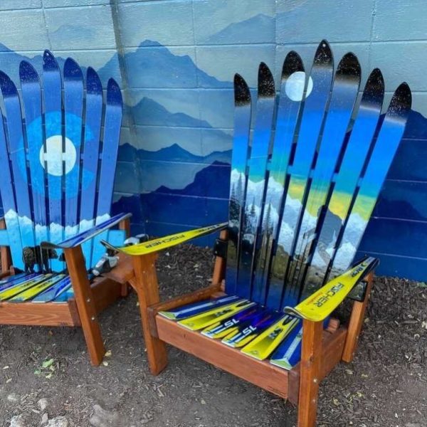 Yeti Mountain & Colorado Flag Mountain Adirondack Ski Chairs