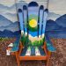 Green/blue Colorado mountain ski chair