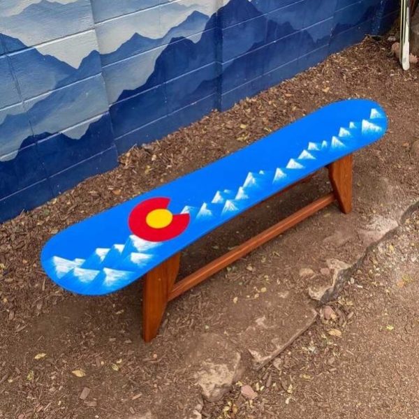 Colorado Flag Snowboard Bench