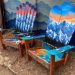 Colorado mountain mural ski chairs