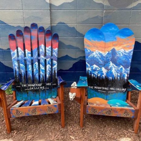 Colorado mountain mural ski chairs