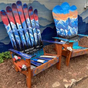 Colorado mountain mural ski chairs