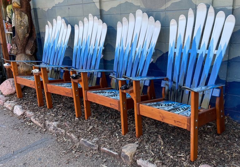 Forest Mountain Mural Adirondack Ski Chairs – Set of 4