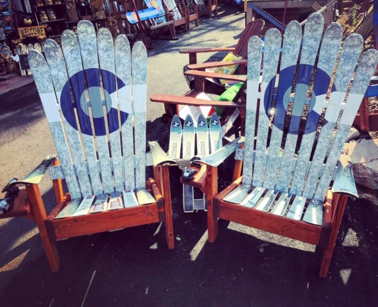 Marbled Greyscale Colorado Flag Ski Chair