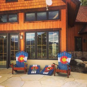 Colorado Backyard Starter Set Special Deal: 2 CO ski chairs & a CO ski cornhole set!