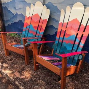 Mountain mural Hybrid Adirondack ski/snowboard chairs