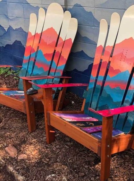 Mountain mural Hybrid Adirondack ski/snowboard chairs