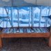 Fresh Falling Snow Winter Snowboard Bench