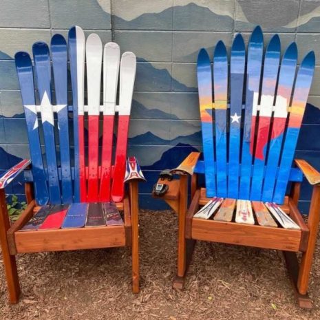 Texas flag mural ski chair set