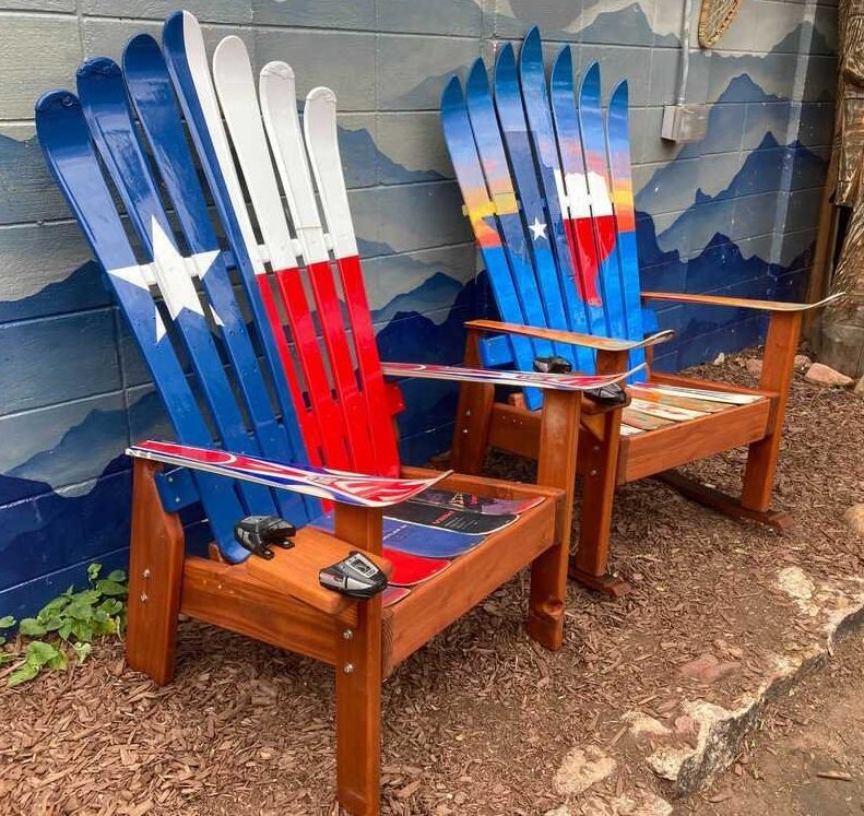 Set of 2 Colorado Flag Ski Chairs, Hand Painted Adirondack Ski Chair, Wood  Patio Chair, Fire-pit Chairs, Unique Gifts, Colorado Chairs 