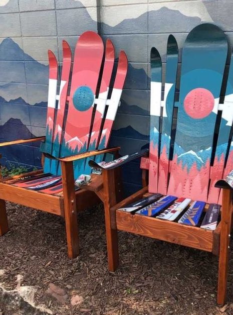 Colorado Mystic mountain mural hybrid ski/snowboard chair