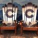 Brown bear and Bigfoot Adirondack hybrid ski/snowboard chairs