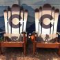 Brown bear and Bigfoot Adirondack hybrid ski/snowboard chairs