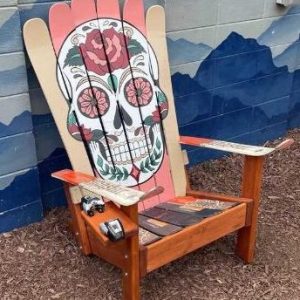 Pastel sugar skull Adirondack ski chair