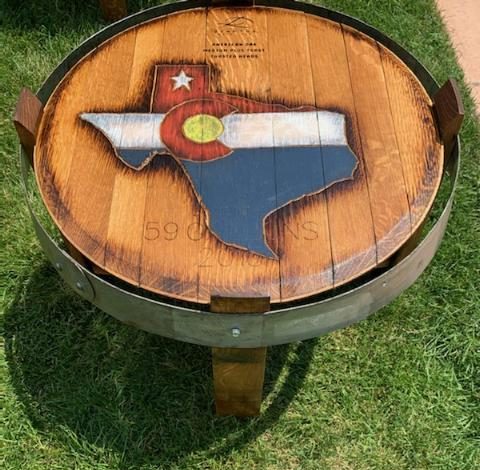 Texas wine barrel side table