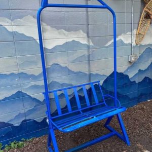 Repurposed Blue powdered metal ski lift bench