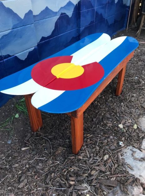 Colorado Flag Snowboard Coffee Table