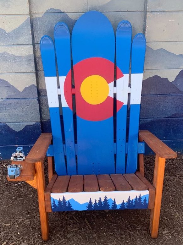 Colorado Flag Hybrid Adirondack Chair with Mountain Mural Front Board