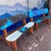 Blue Snowboard Bench's