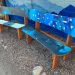 Blue Snowboard Bench's